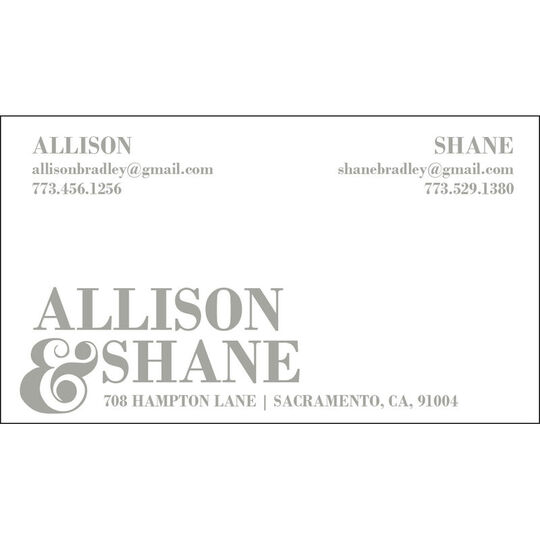 Stacked Names Letterpress Contact Cards